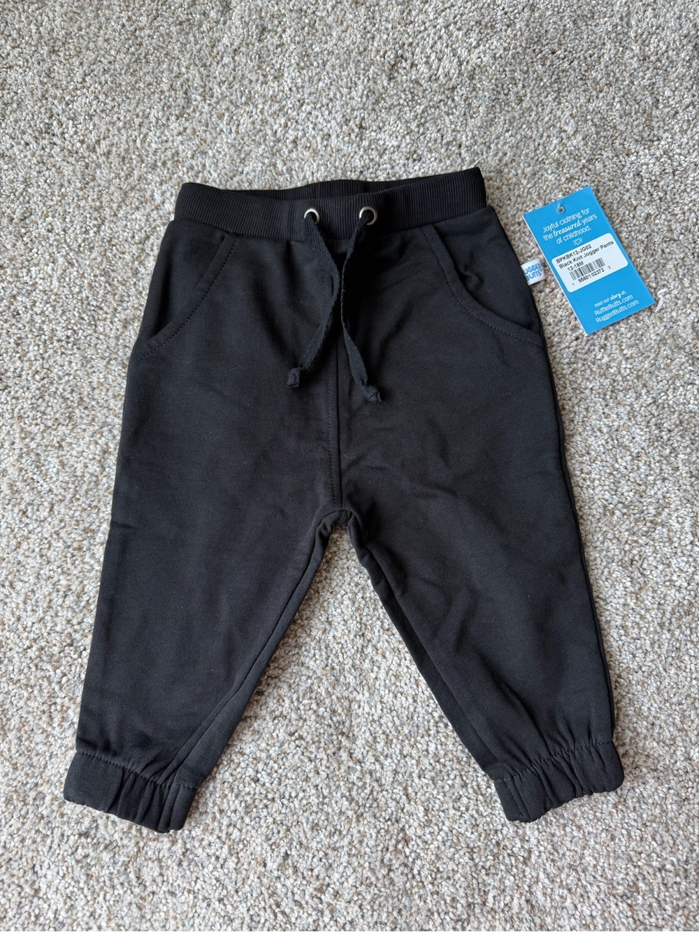 2/$20 NWT Rugged Butts Black Knit Jogger Pants baby 12-18m boy girl drawstring